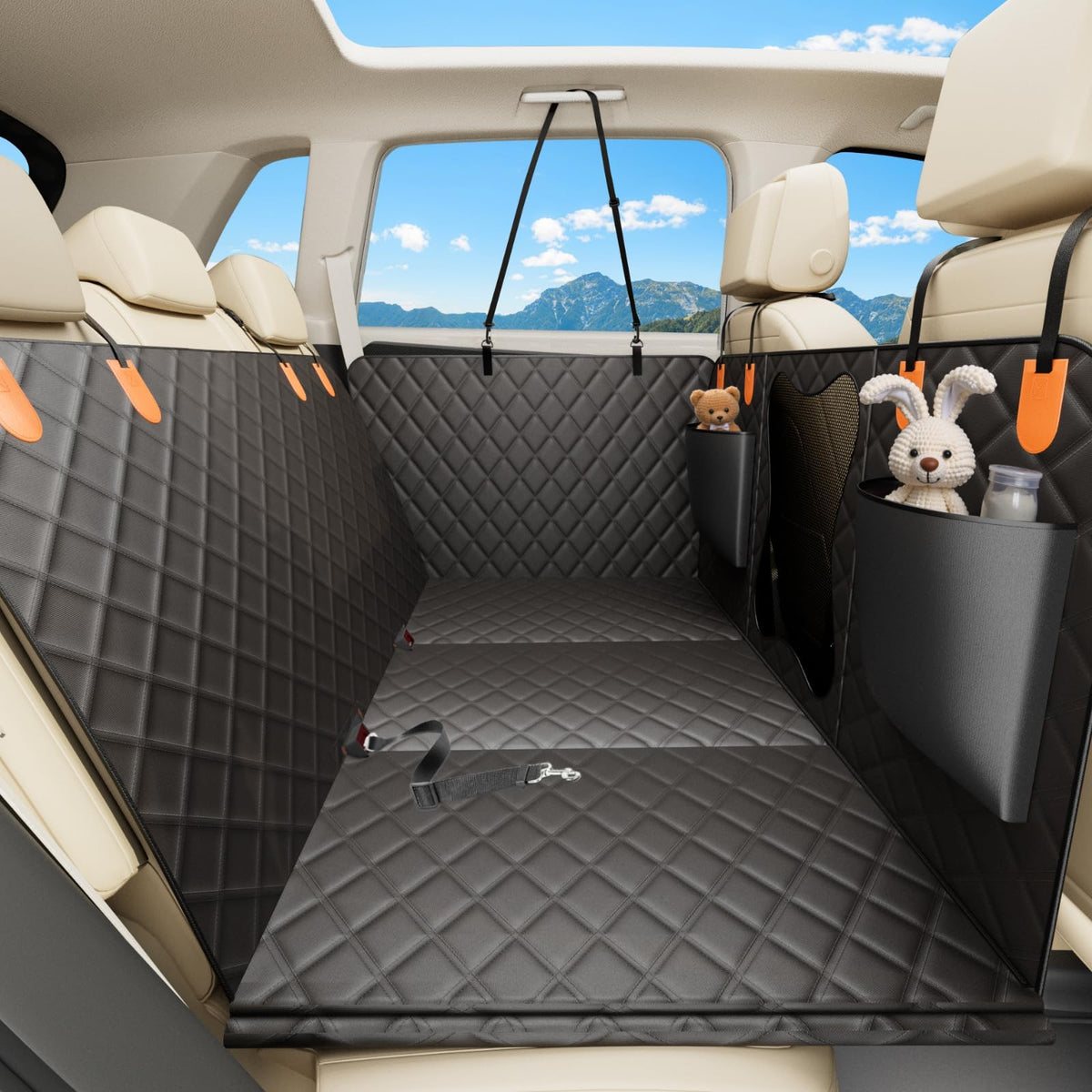 Bark Lover backseat cover with waterproof coating protects seats during muddy trips