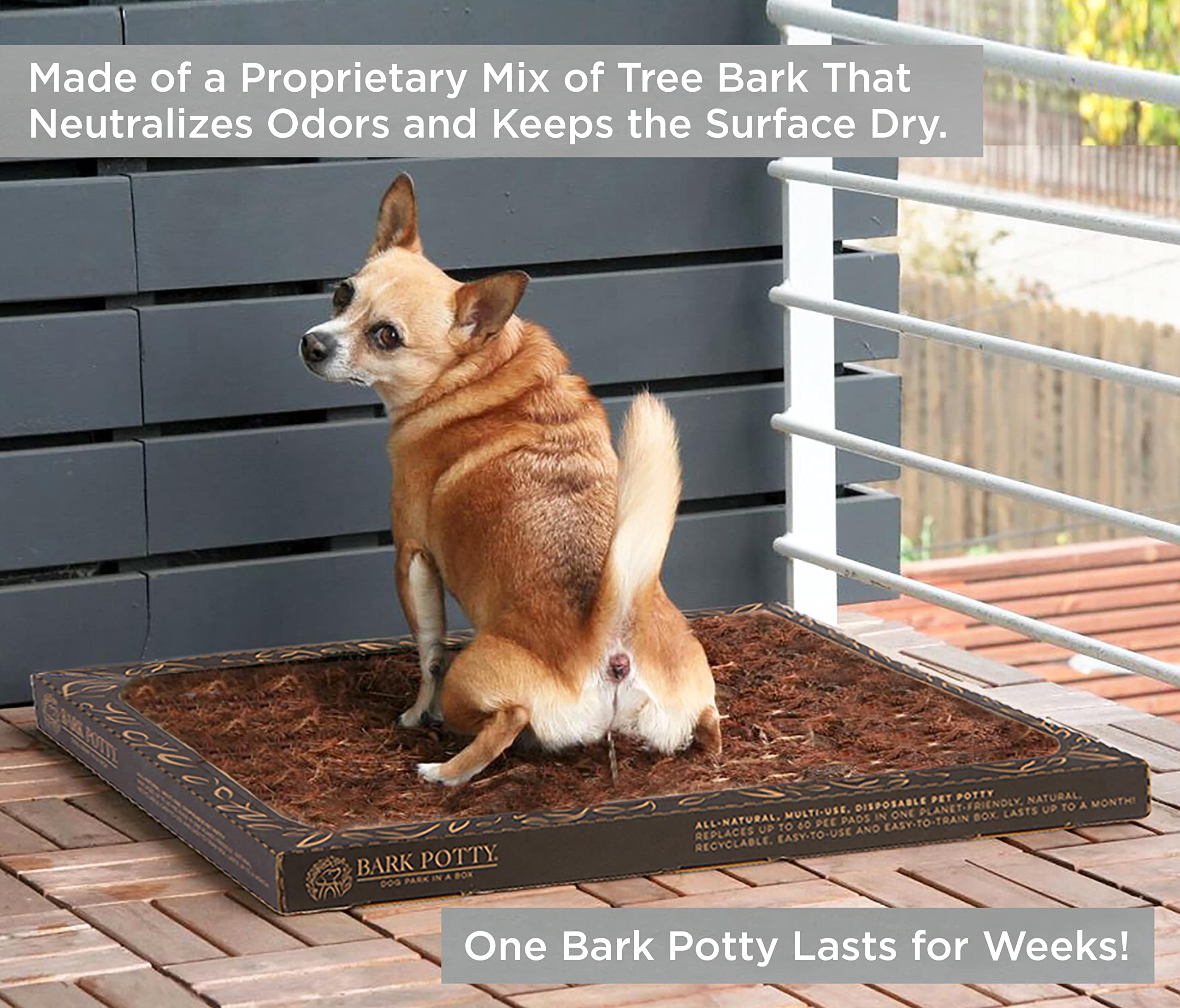 Bark Potty leak-resistant-tray image demonstrates mess-free floors and easier maintenance