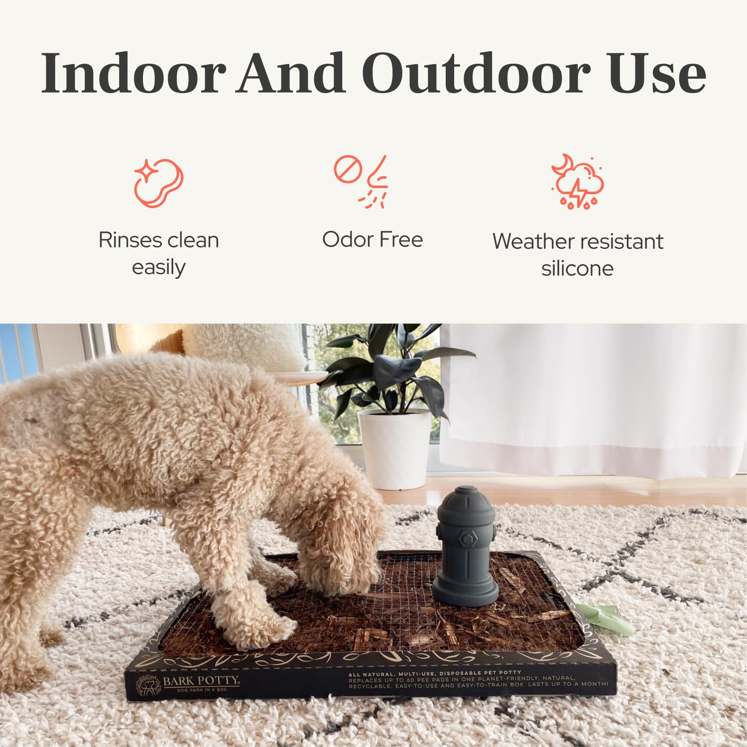 Bark Potty indoor-outdoor use enables training anywhere from living room to patio