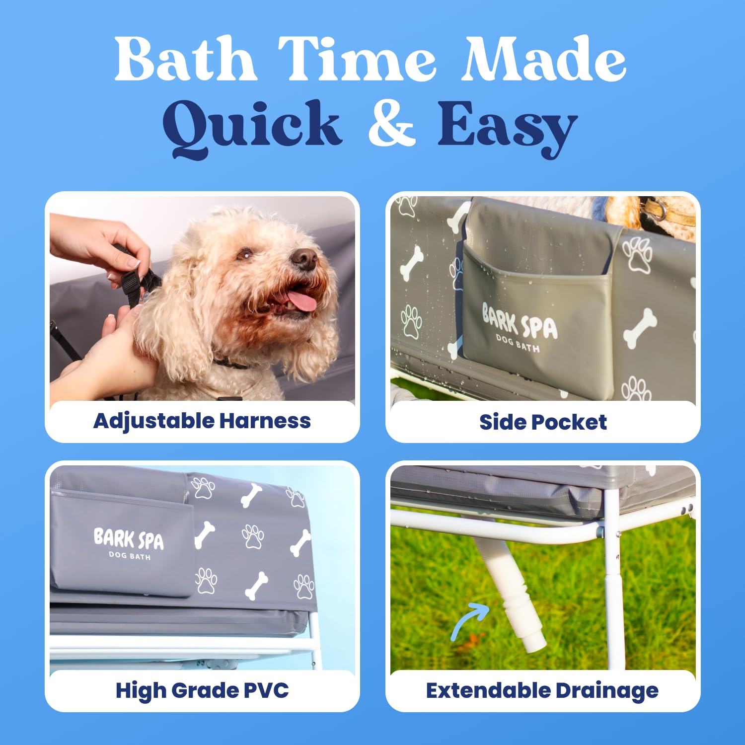 Bark Spa interior setup shows indoor dog bath for convenient at-home cleansing.