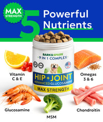 BARK&SPARK dog chews texture closeup highlighting daily joint support