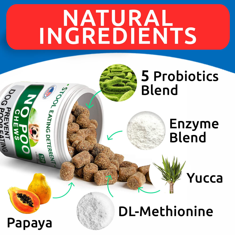 BARK&SPARK NO POO Treats ingredients label lists probiotics and enzymes