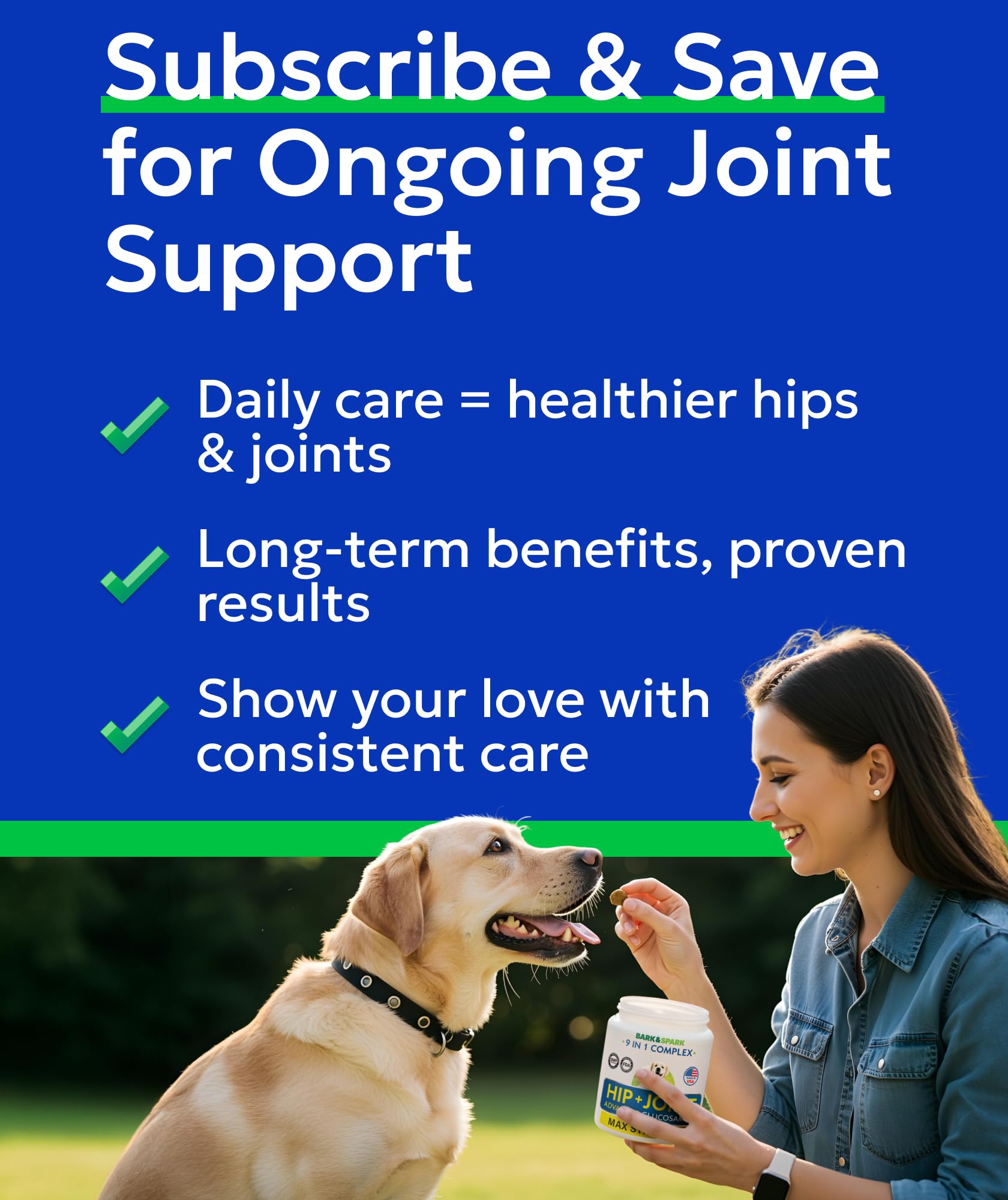 BARK&SPARK vet-approved glucosamine chews for canine joint health
