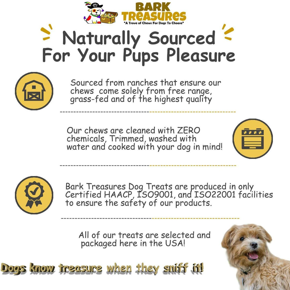 Bark Treasures sustainably sourced image conveys ethical sourcing from grass-fed cattle.