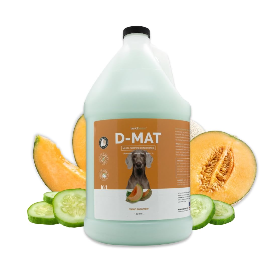 Bark2Basics D-Mat bottle pour shows easy dilution for even coat conditioning