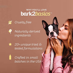Bark2Basics dog shampoo lather during application offering gentle cleansing for sensitive skin.