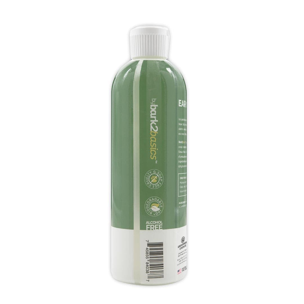 Bark2Basics ear cleaner application shows easy, mess-free use on anxious pets.