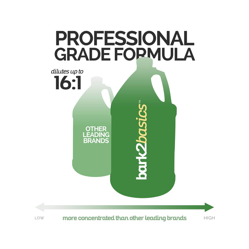 Bark2Basics professional grooming use label showing salon-grade formula for pets.
