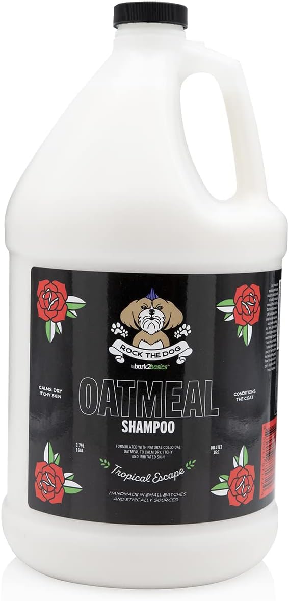 Bark2Basics Rock The Dog Oatmeal Shampoo bottle soothing irritated skin with oatmeal