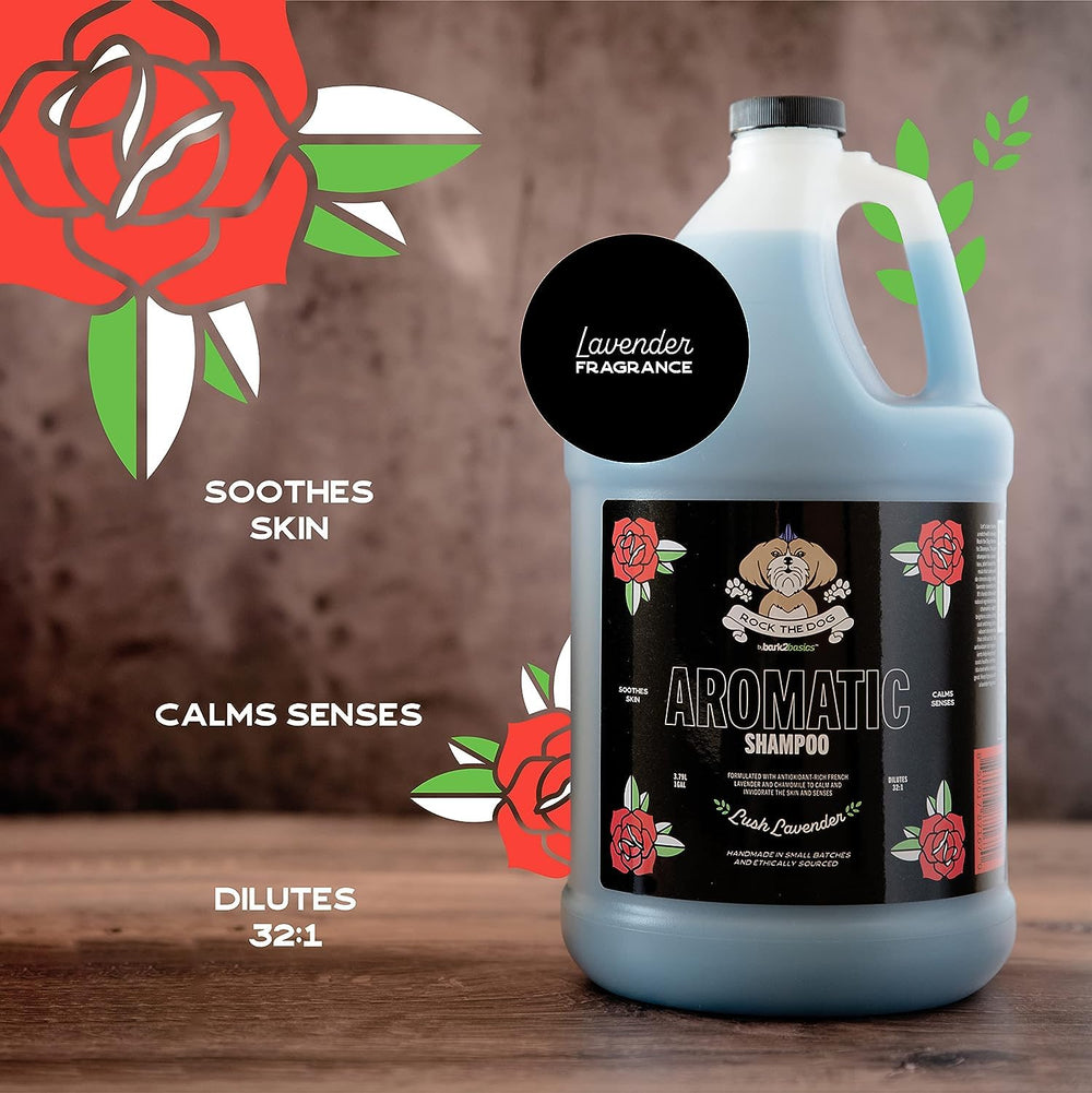 Bark2Basics Rock The Dog shampoo foaming lather showcases gentle cleansing and scent.