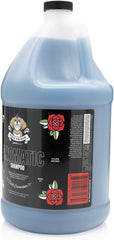 Bark2Basics Rock The Dog shampoo label closeup highlights lavender chamomile infusion.