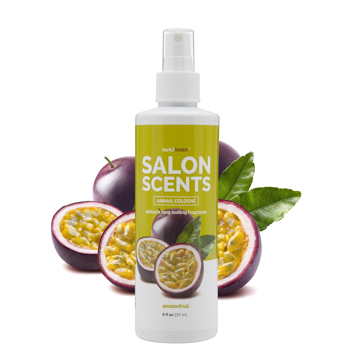 Bark2Basics Salon Scents 8oz bottle for on-the-go freshness and quick grooming.