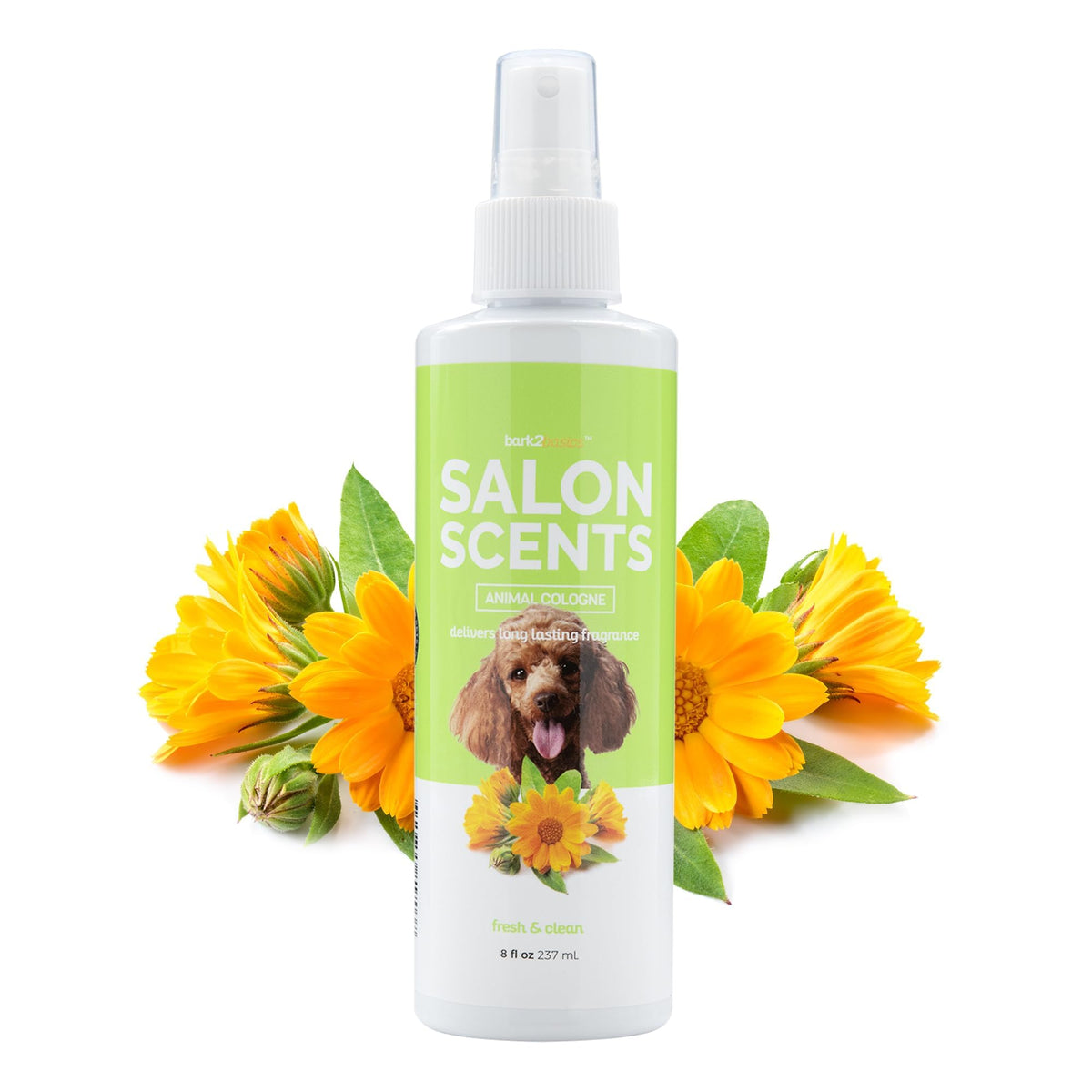 Bark2Basics Salon Scents: botella-8oz para refrescar mascotas con aroma duradero.