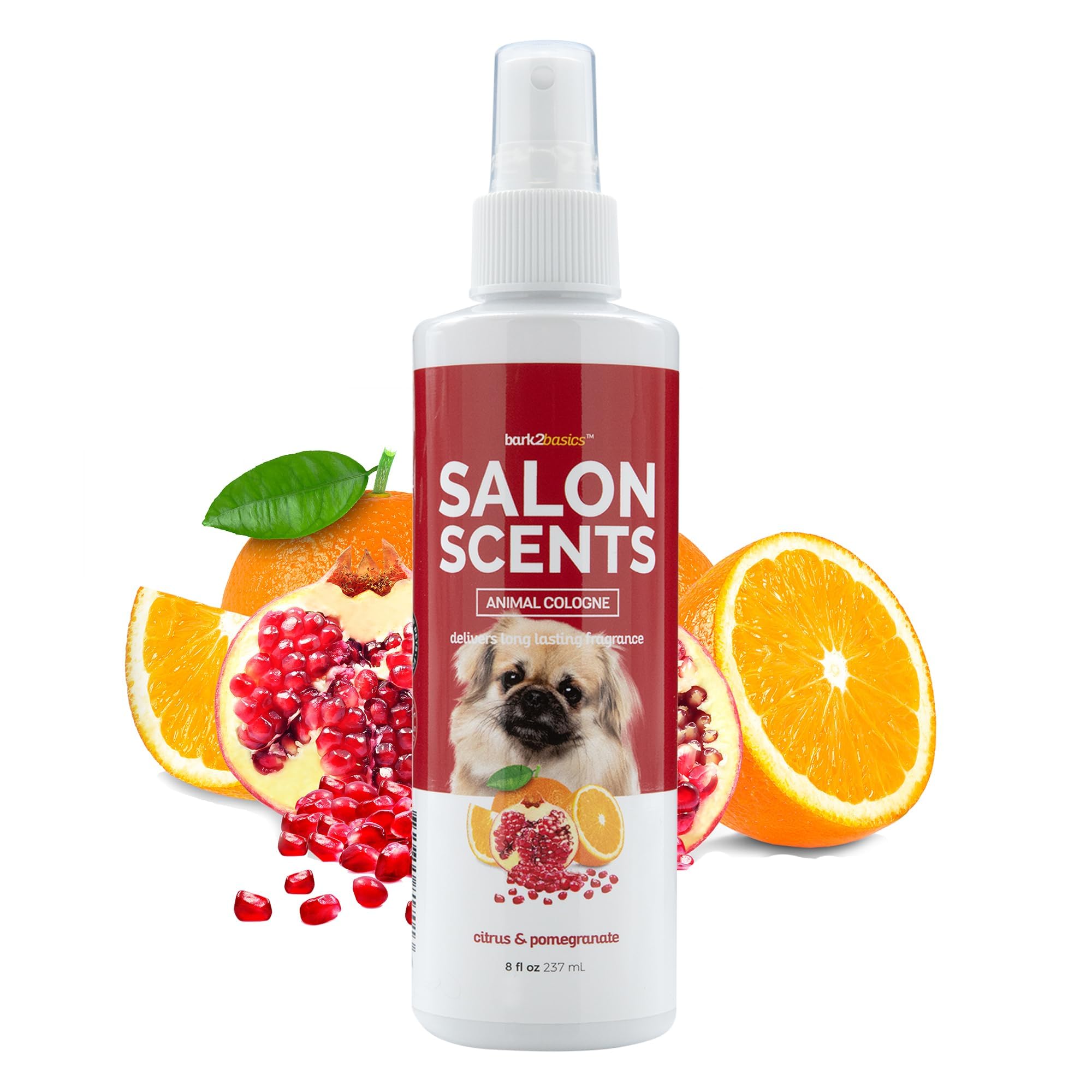 Bark2Basics Salon Scents bottle-front view for refreshing pet grooming fragrance