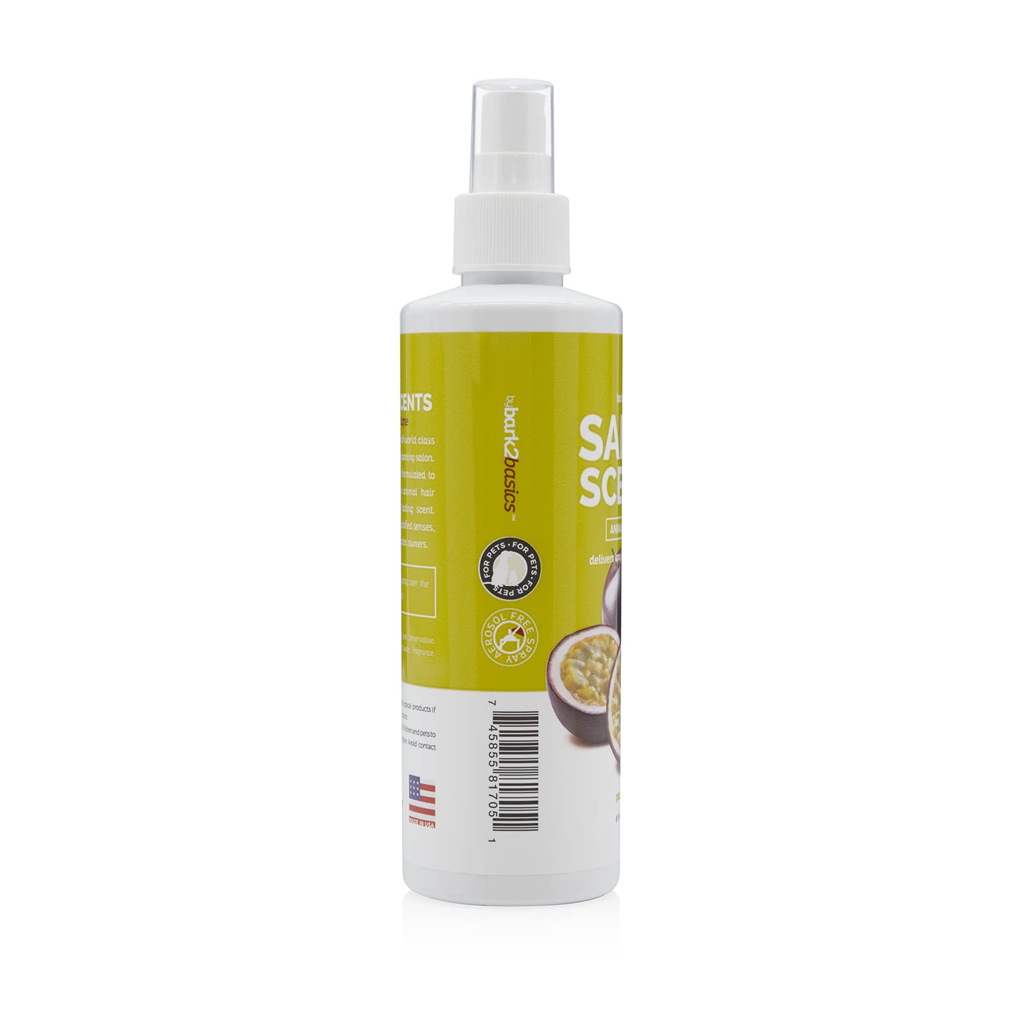 Bark2Basics Salon Scents spray-on coat for deodorizing refreshment.
