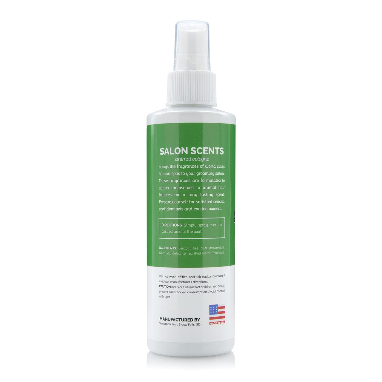 Bark2Basics Salon Scents sprayer applies a light mist to a pet's coat.