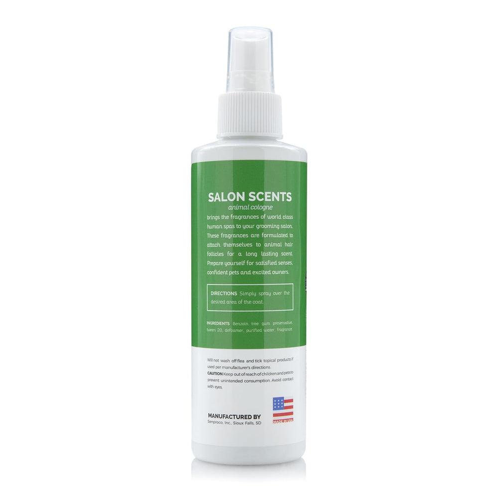 Bark2Basics Salon Scents sprayer applies a light mist to a pet's coat.