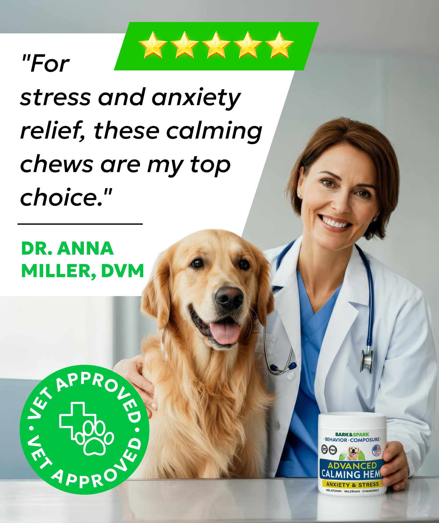 BARK&SPARK melatonin inclusion supports nighttime relaxation for dogs.