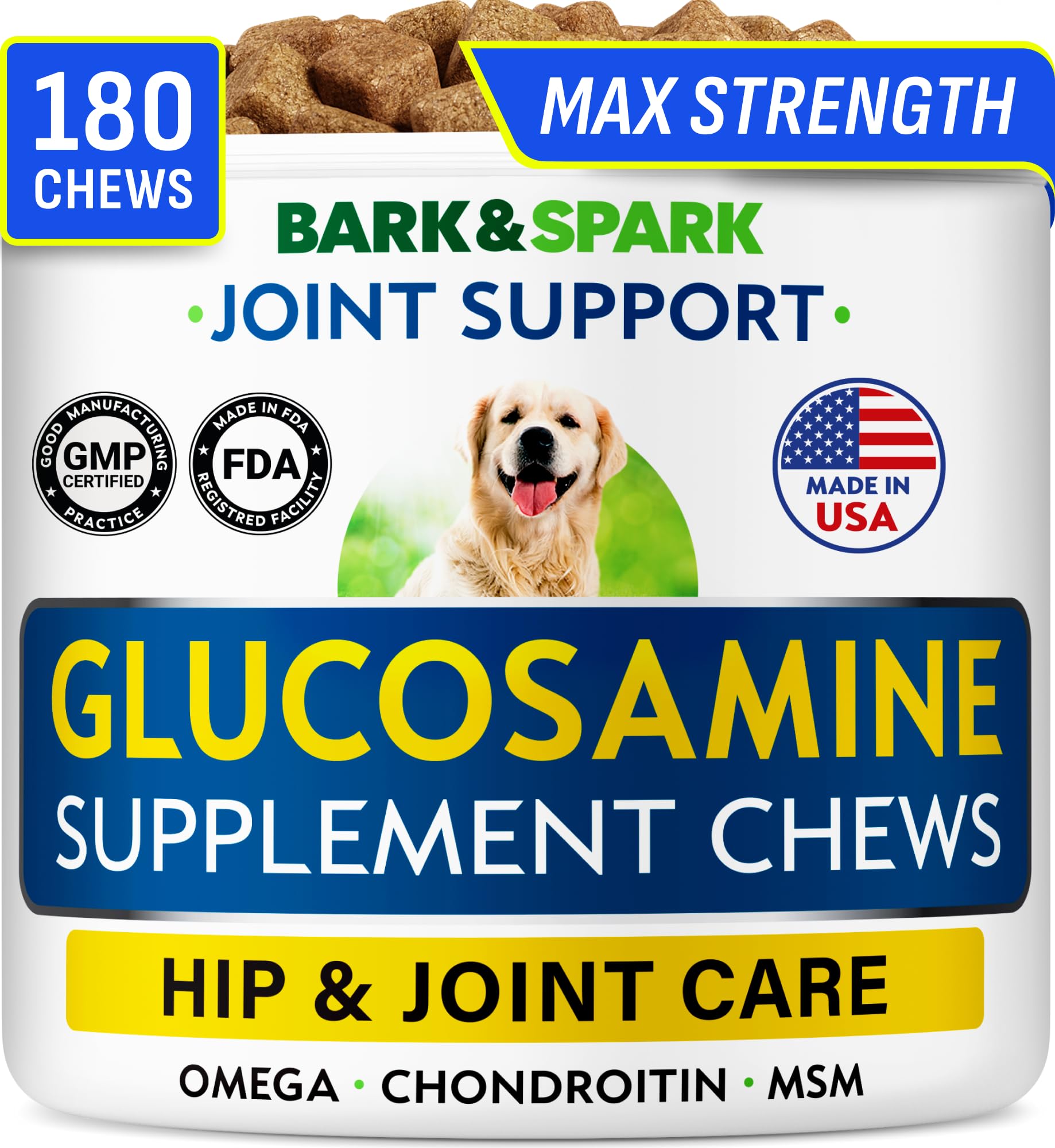 BARK&SPARK 180-treat jar for long-term joint support.