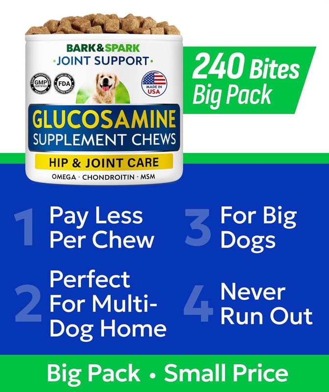 barkandspark glucosamine chondroitin dog bottle pour shows convenient daily joints support