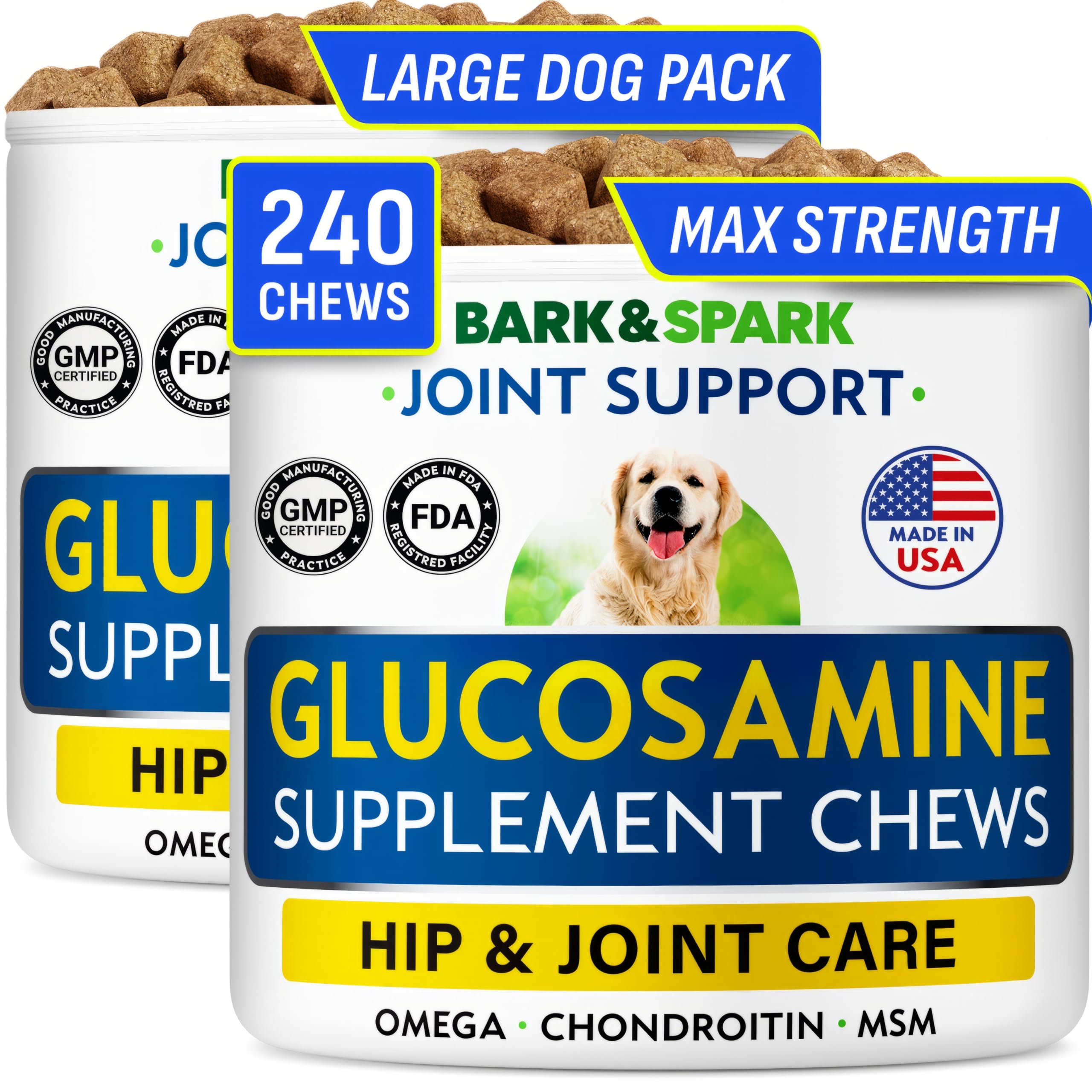 barkandspark glucosamine chondroitin dog hip chews support joint mobility