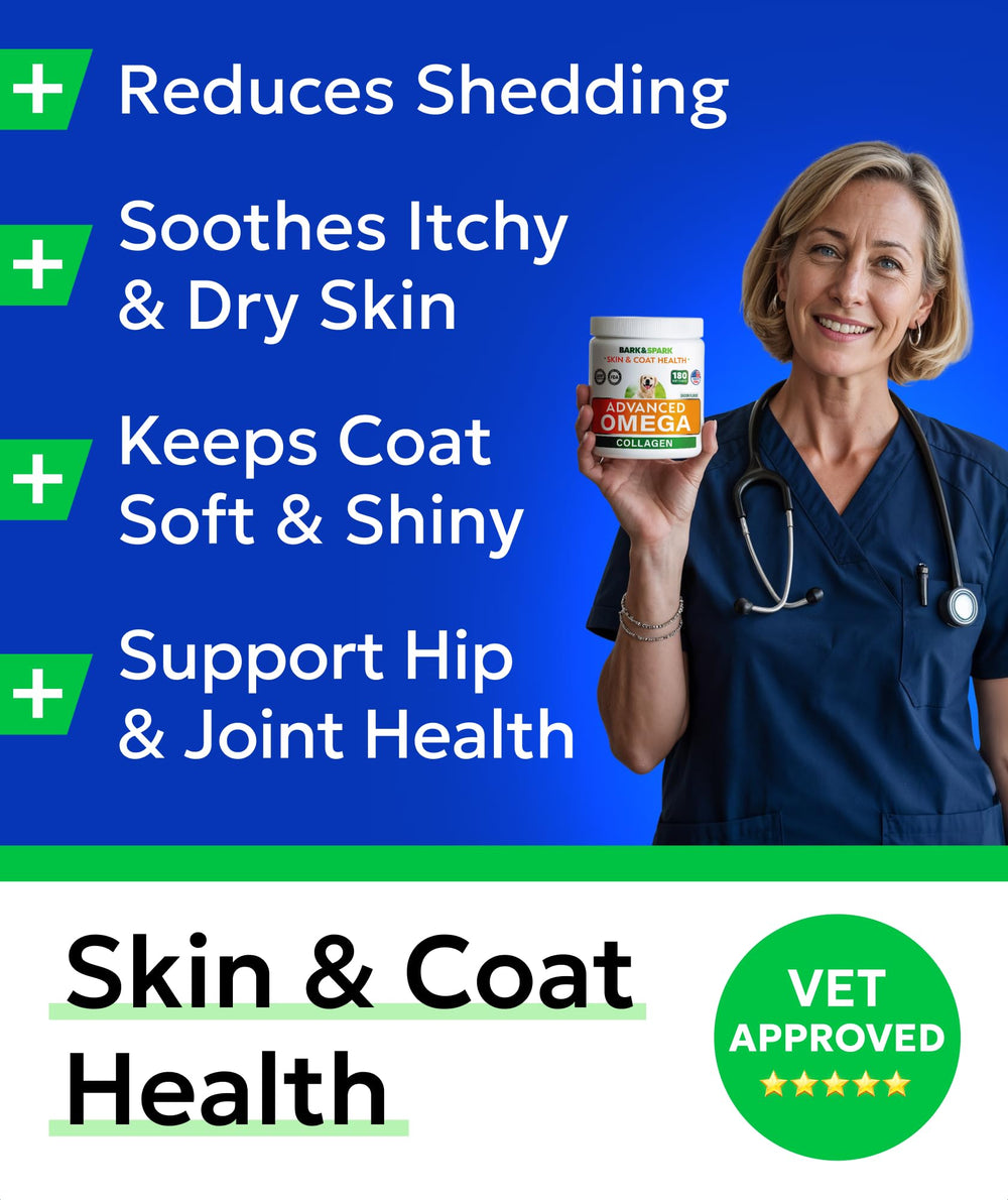 BARK&SPARK EPA and DHA fish oil ingredients support healthy skin and coat.