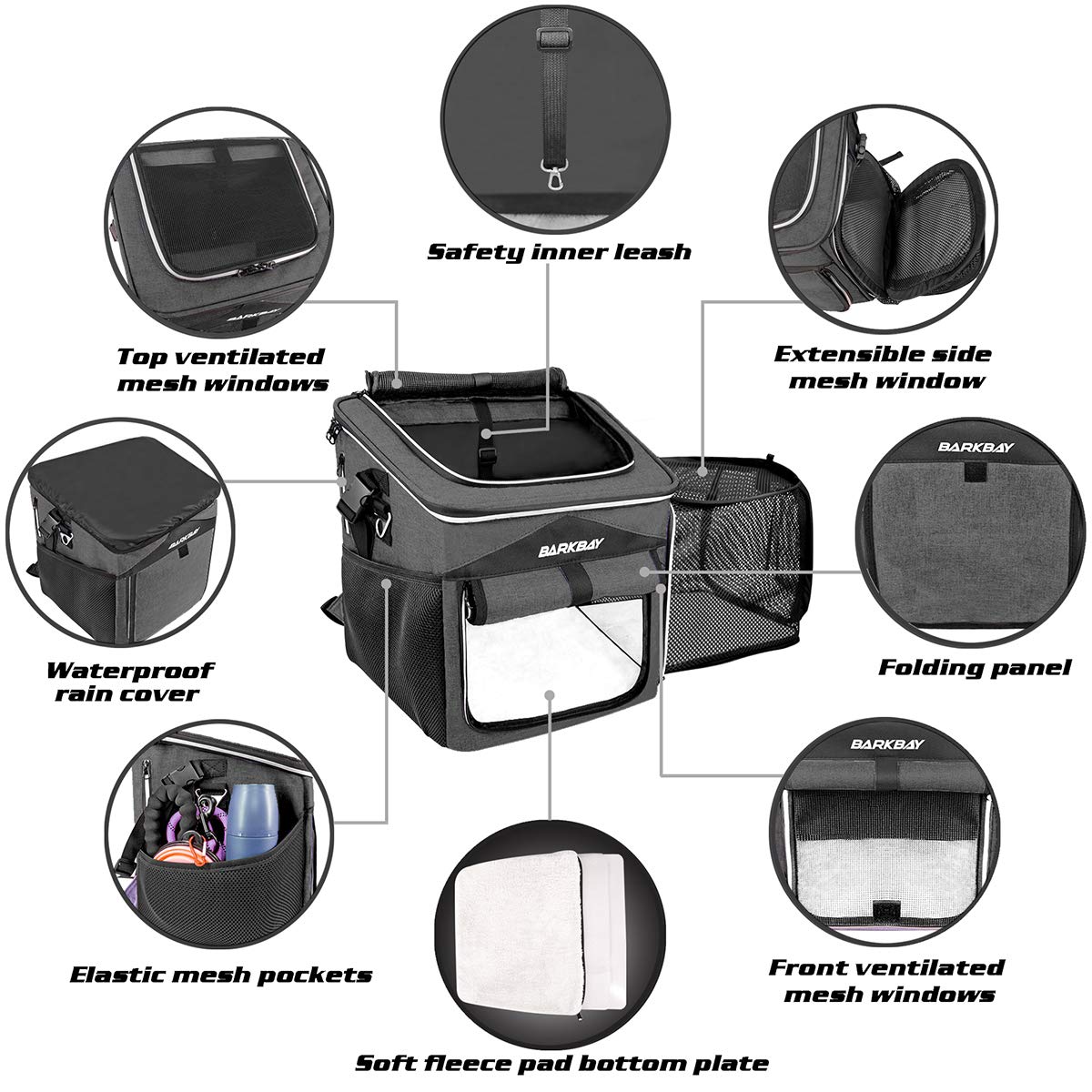 BARKBAY lightweight, durable frame supports pets up to 18 pounds comfortably.