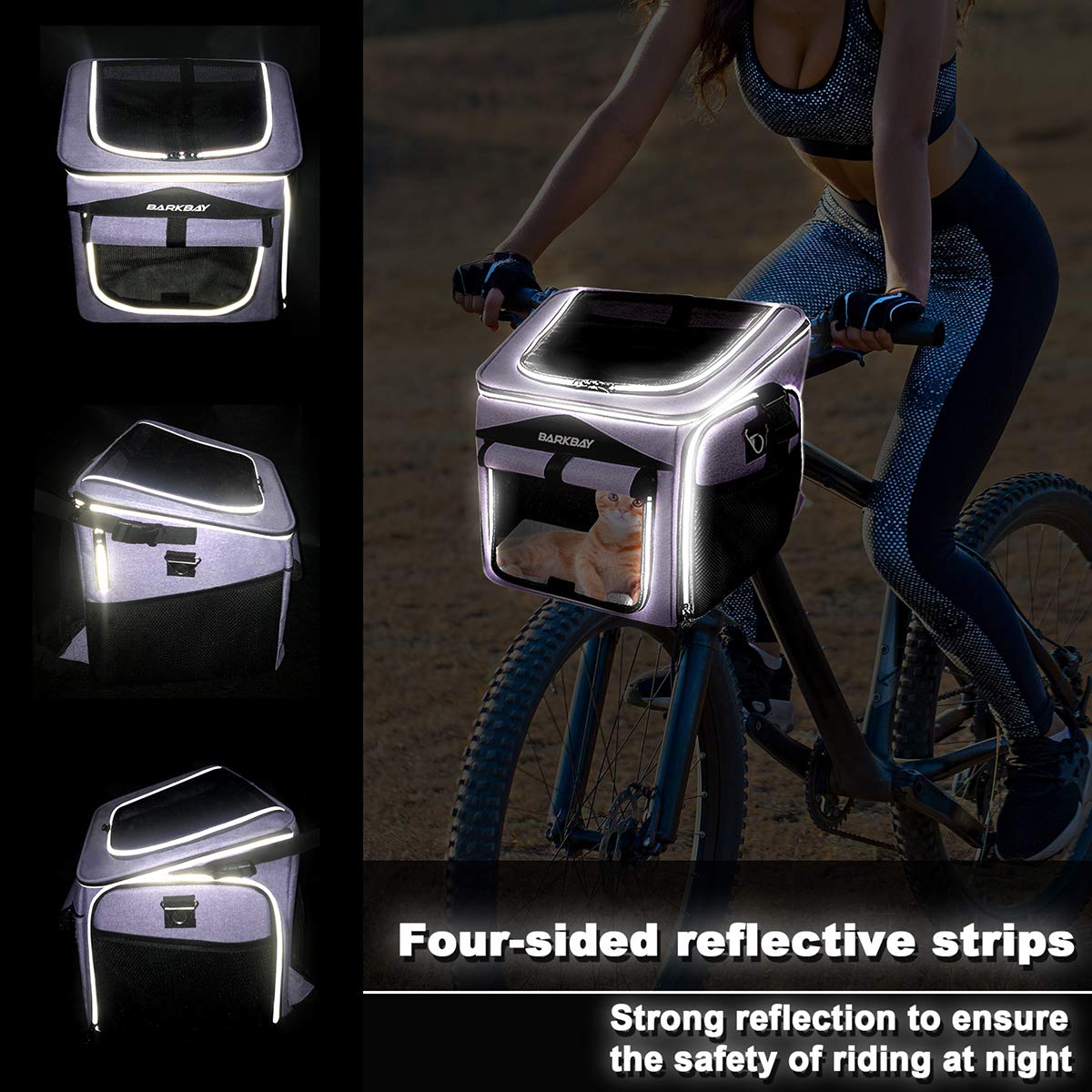 BARKBAY dog bike basket metal frame highlights durability and stability.