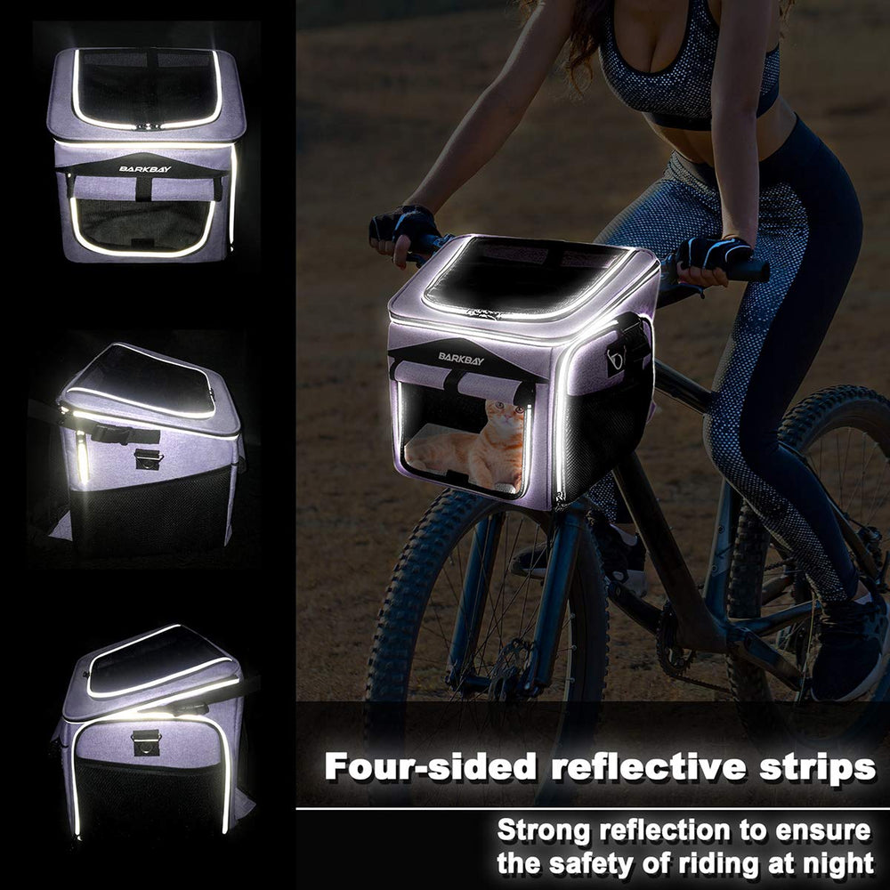 BARKBAY dog bike basket metal frame highlights durability and stability.