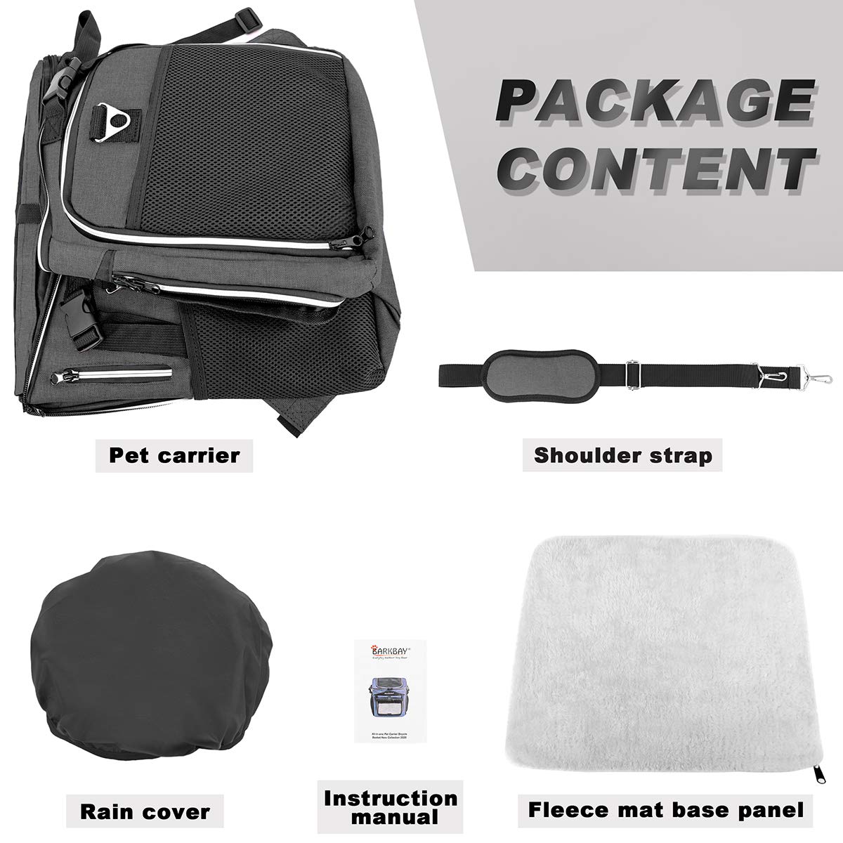 BARKBAY pet inside ride image highlights portable travel bag versatility.
