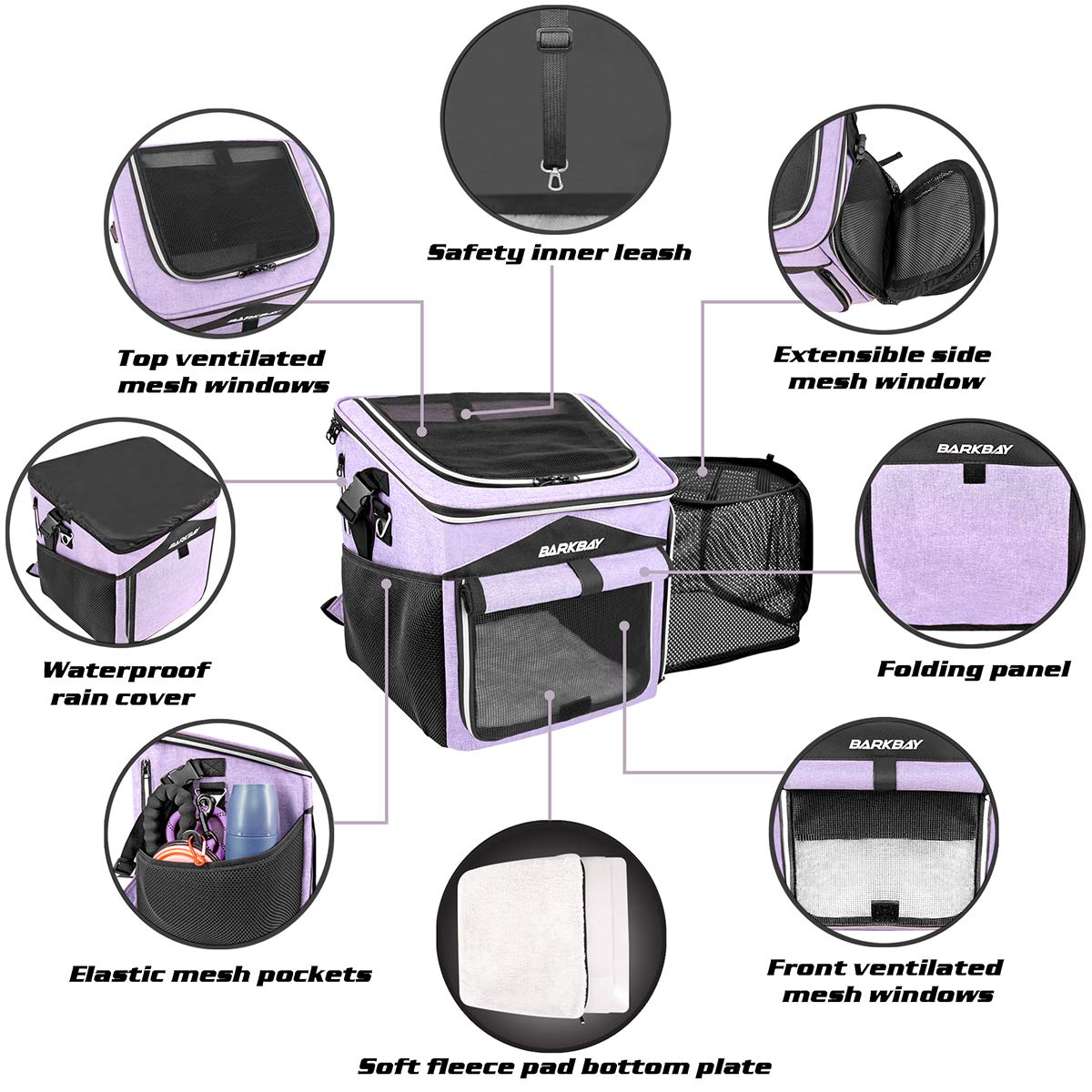 BARKBAY dog bike basket five reflective tapes boost visibility.
