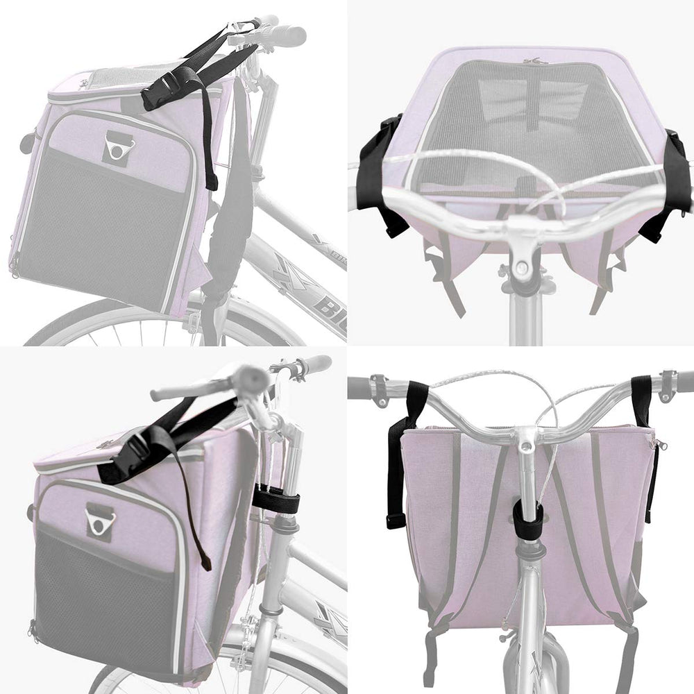 BARKBAY dog bike basket suitable for small dogs up to 18 pounds.