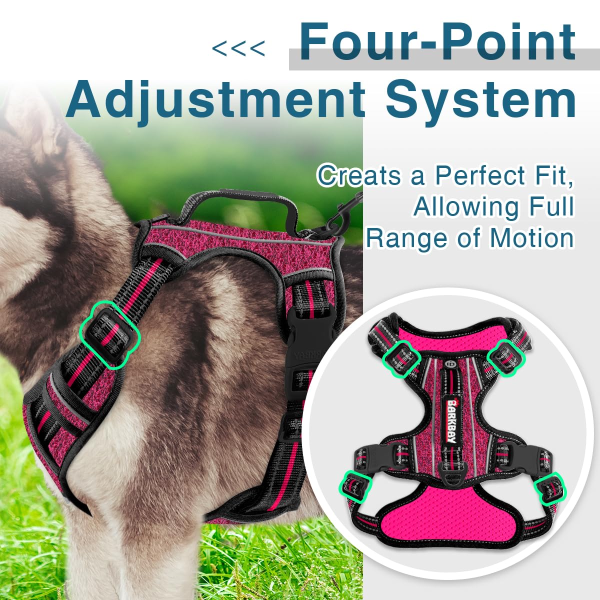 BARKBAY dog harness breathable air-mesh keeps dogs cool in warm weather.