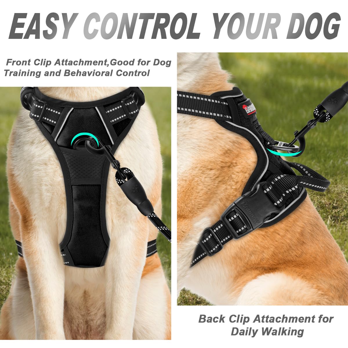 BARKBAY dog harness heavy duty construction supports large breeds on daily strolls.