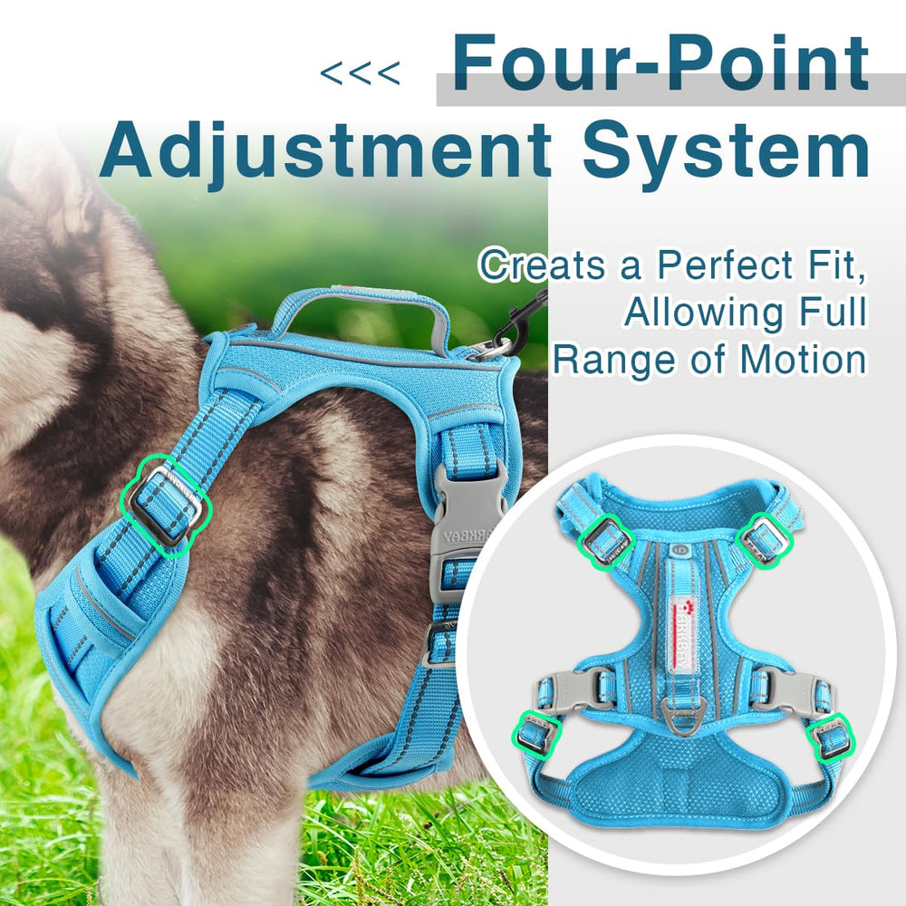 BARKBAY blue harness for everyday walks with no-pull feature improving walking experience.