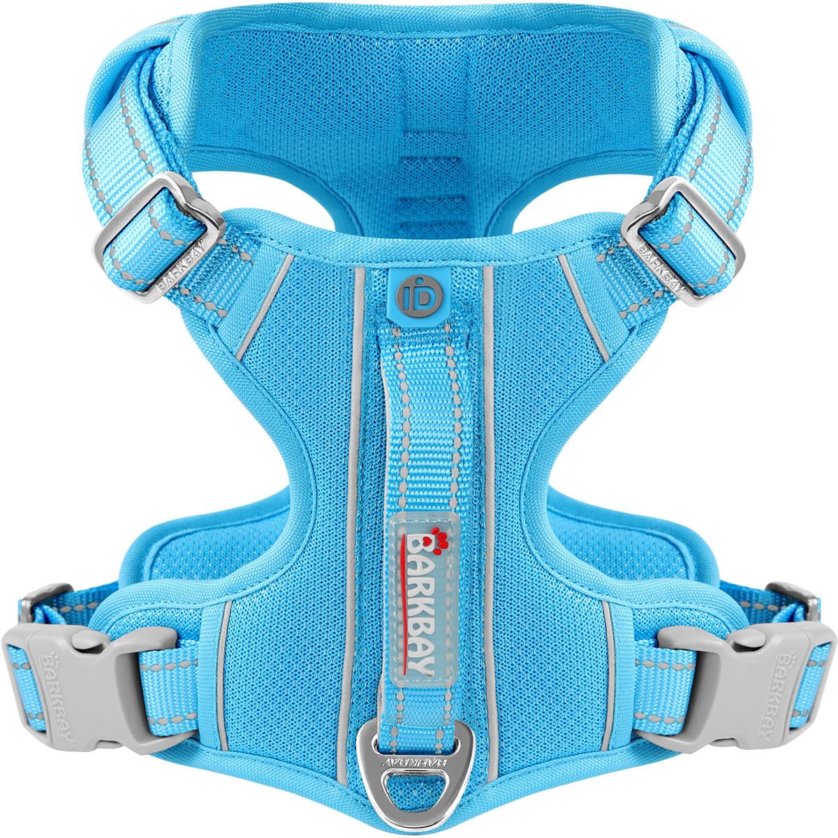 BARKBAY no-pull blue front view highlights breathable air mesh for cool walks.