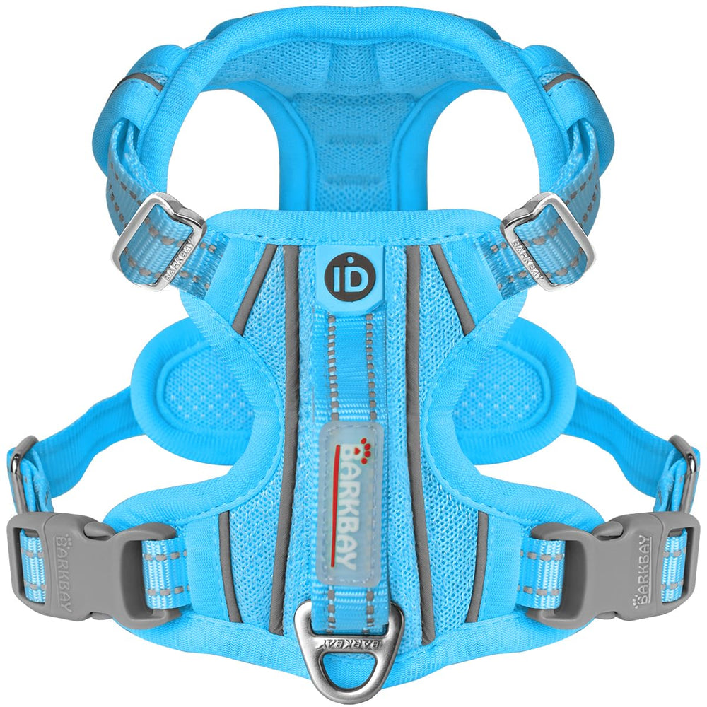 BARKBAY Dog Harness No Pull blue front view offers comfortable control on daily walks.