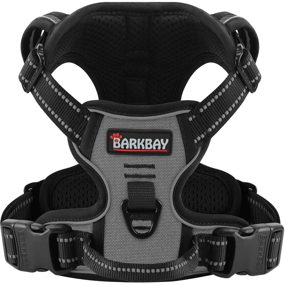 BARKBAY dog harness no-pull front attachment enables gentle steering during walks.