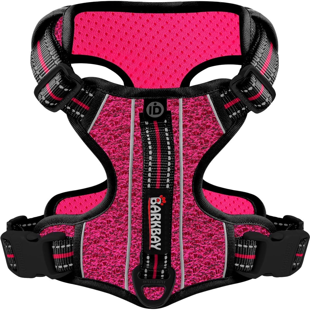BARKBAY dog harness no-pull pink-black on walking dog offers comfortable control during strolls.