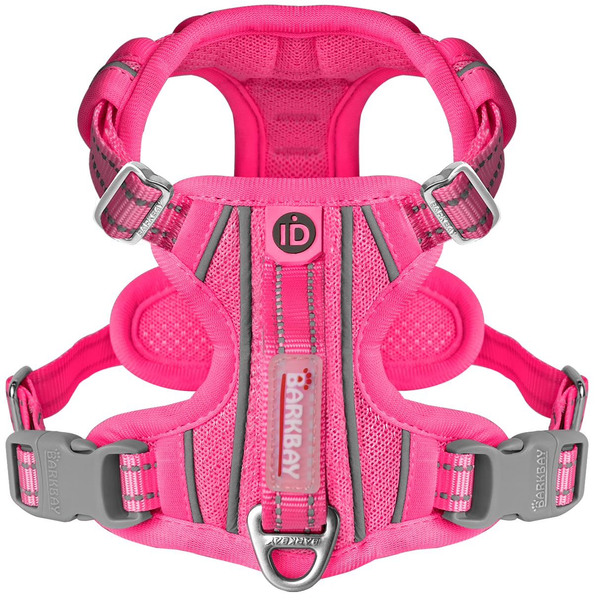 BARKBAY dog harness no-pull pink side view supports comfortable daily walks