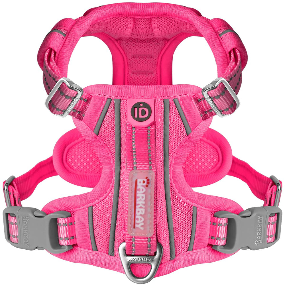 BARKBAY dog harness no-pull pink side view supports comfortable daily walks