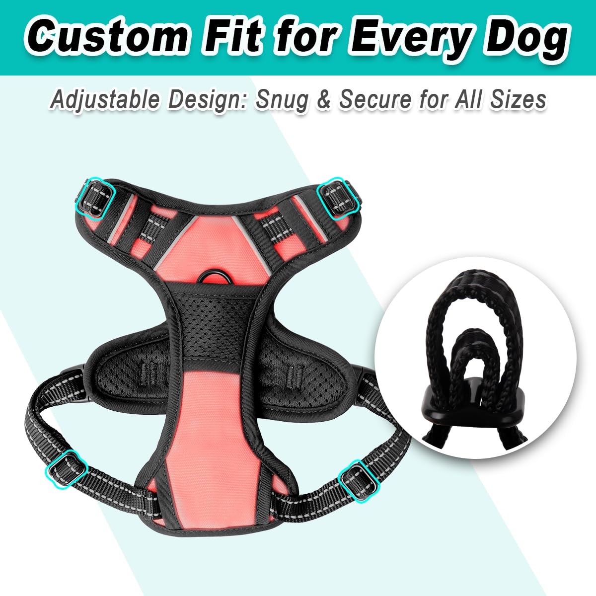 BARKBAY dog harness no pull small xs light pink heavy-duty construction for outdoor adventures