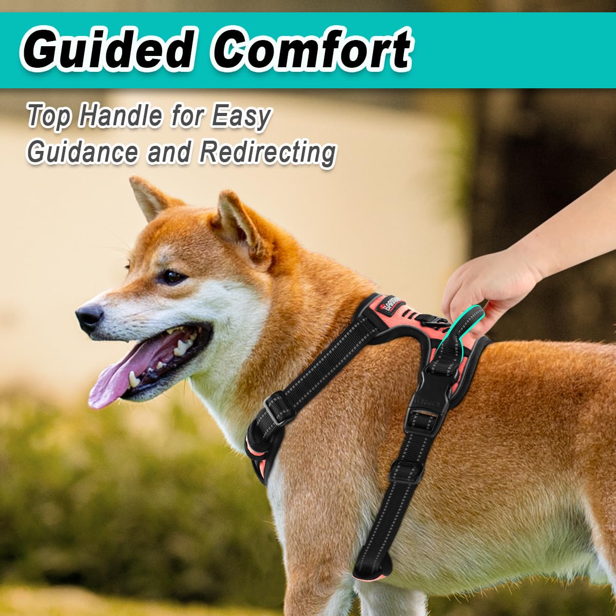 BARKBAY large-dog harness durable materials withstand rugged outdoor adventures.