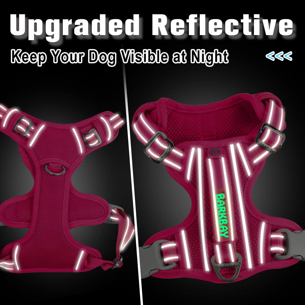 BARKBAY adjustable pink harness fits large dogs securely and comfortably.