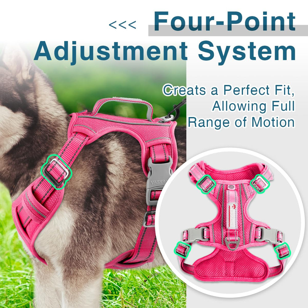 BARKBAY air-mesh pink harness stays cool during activity.