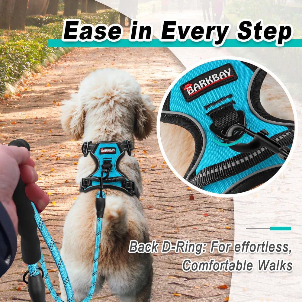 BARKBAY Reflective straps on harness improve visibility for safe early or late walks