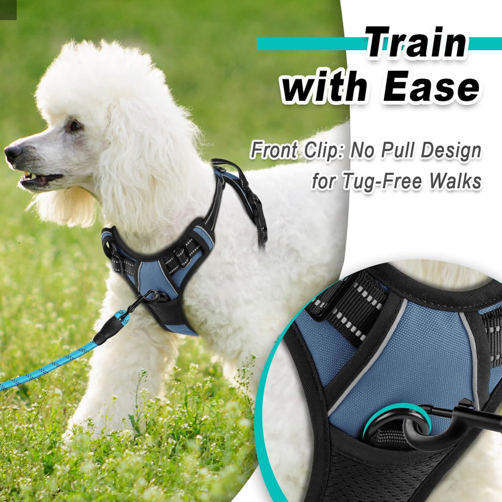 BARKBAY harness with reflective straps keeps dogs visible at dawn or dusk.