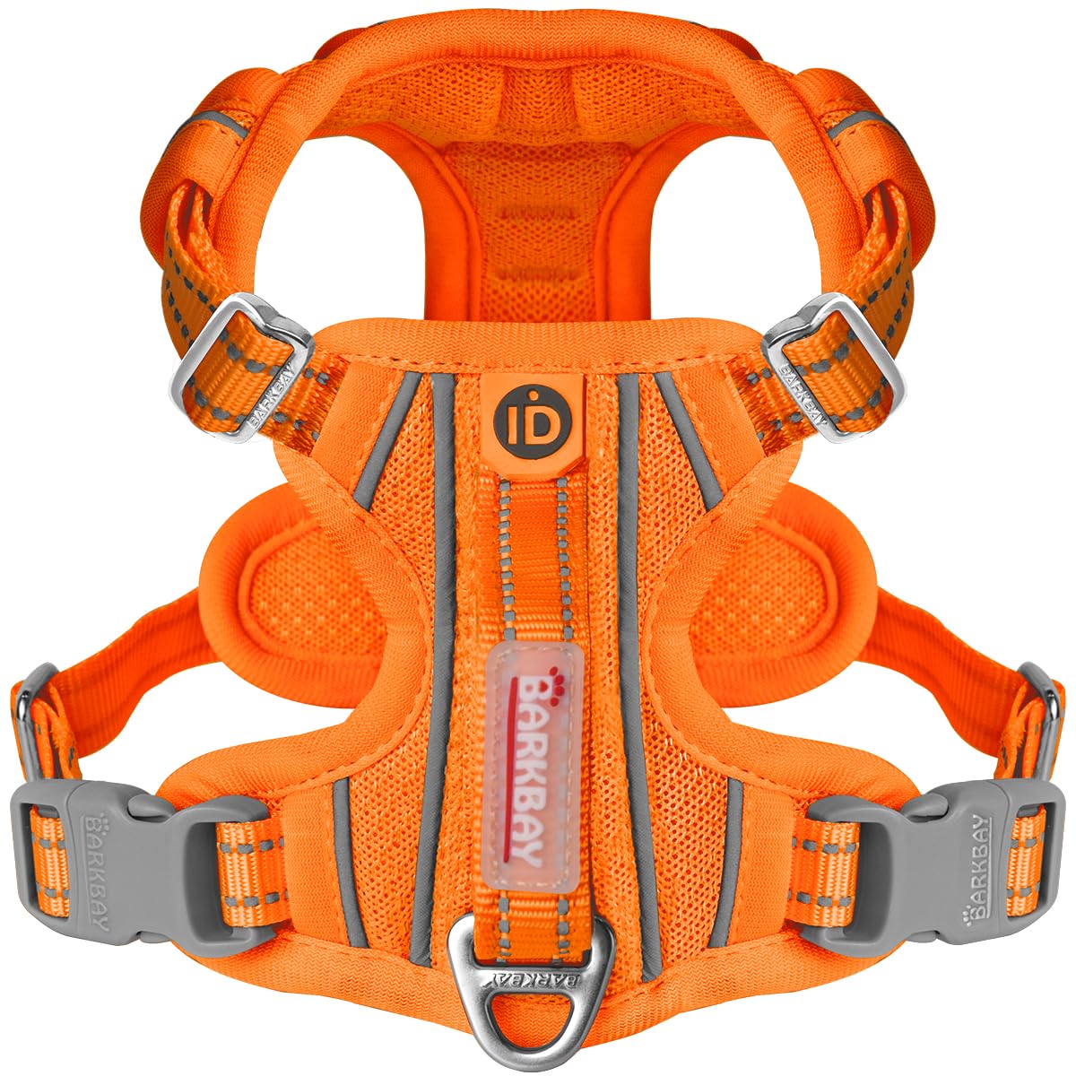 BARKBAY no-pull harness with orange ID pocket offers calmer walks.