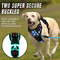 BARKBAY No Pull Harness ultra-reflective strips highlight night visibility during evening strolls.