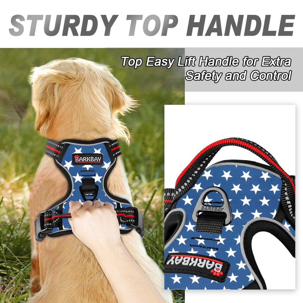 BARKBAY No Pull Harness with back leash attachment for versatile walking.